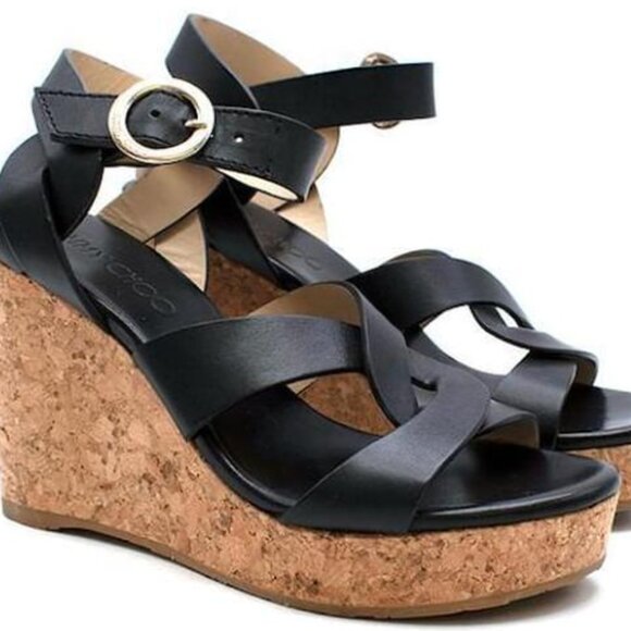 Jimmy Choo Aleili Cork Wedges 100 - Picture 1 of 8